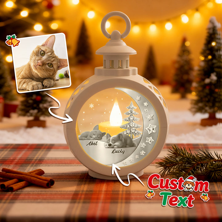 Custom 2 Pets Photo into Cartoon Style Ornament – Personalized Pet Name Christmas Gift for Pet Lovers