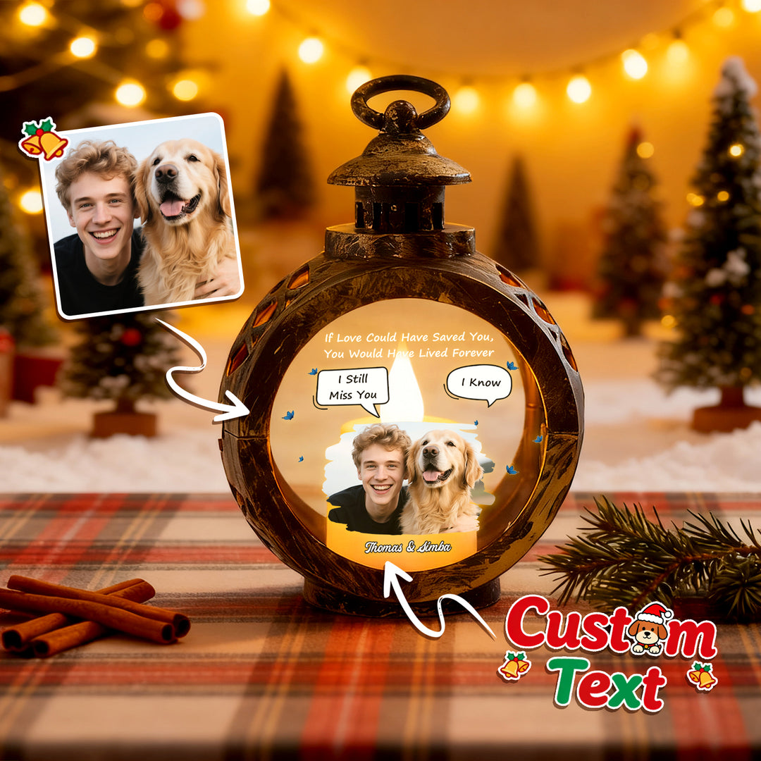 Custom Pet Photo Christmas Tree Ornament – Personalized Text Christmas Gift for Pet Lovers