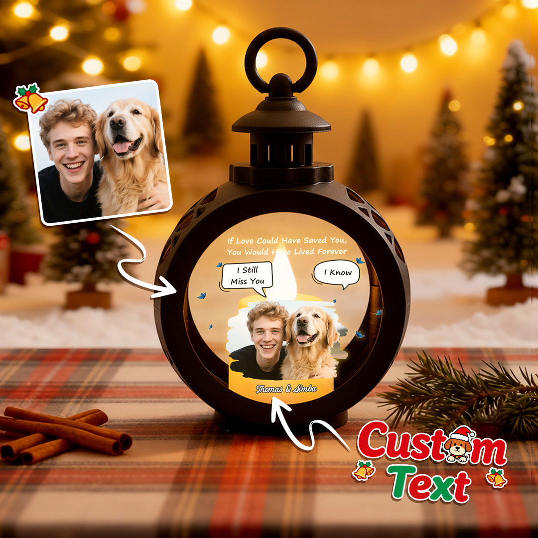 Custom Pet Photo Christmas Tree Ornament – Personalized Text Christmas Gift for Pet Lovers