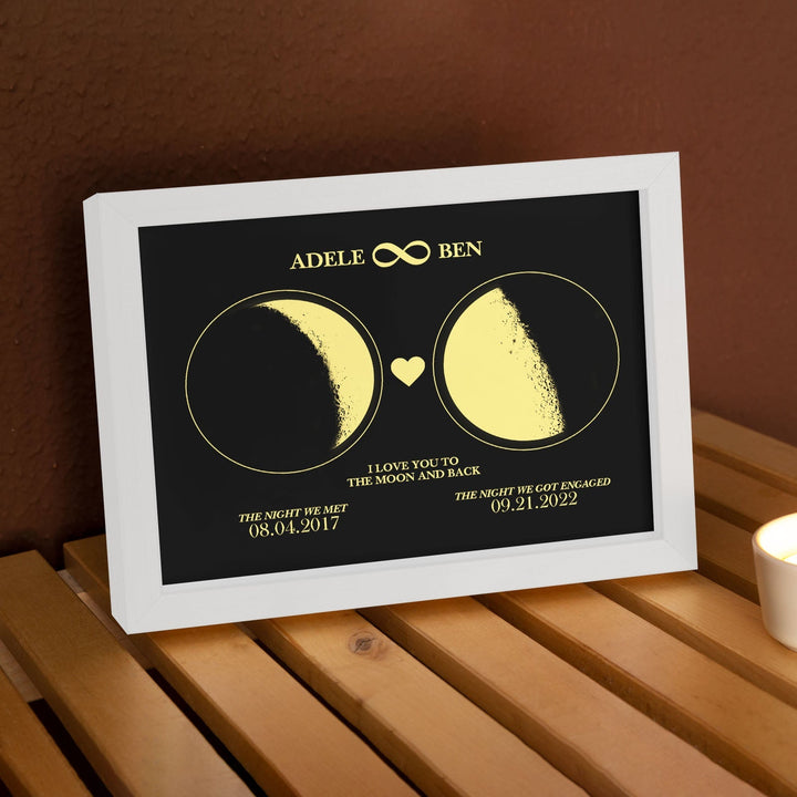 Custom Moon Phase Custom Couple Art Frame 2 Moon Phases Design - For Valentine's Day Gifts
