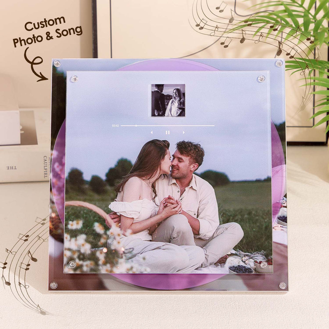 Custom Acrylic Music Photo Frame with Rotating Disc 9 Photos & Songs Personalized MP3 Voice Gift Christmas Gifts
