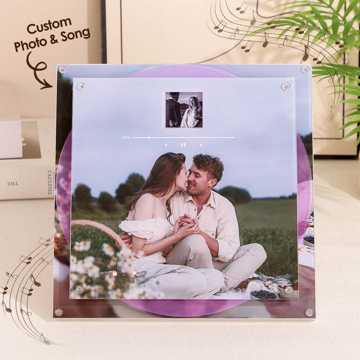 Custom Acrylic Music Photo Frame with Rotating Disc 9 Photos & Songs Personalized MP3 Voice Gift Christmas Gifts