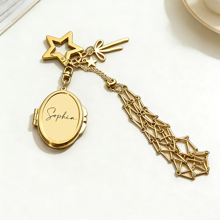 Personalized Text Lipstick Keychain with Mirror Metal Makeup Bag Charm Valentine's Day Gifts