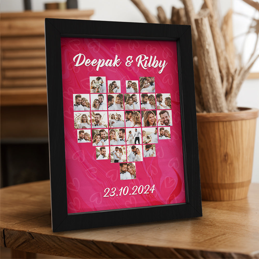 Heart Collage Photo Frame Custom Photo Frame Gift for Couple Wedding Gift