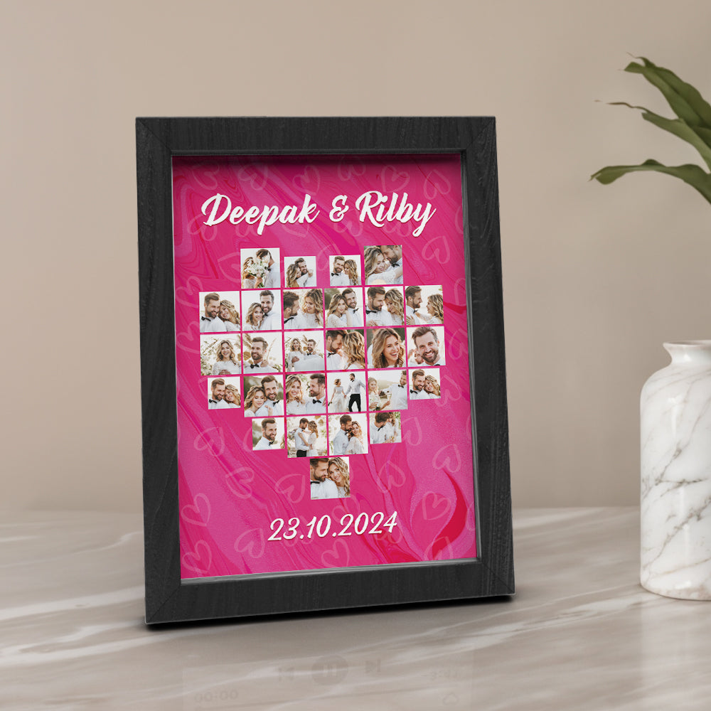 Heart Collage Photo Frame Custom Photo Frame Gift for Couple Wedding Gift