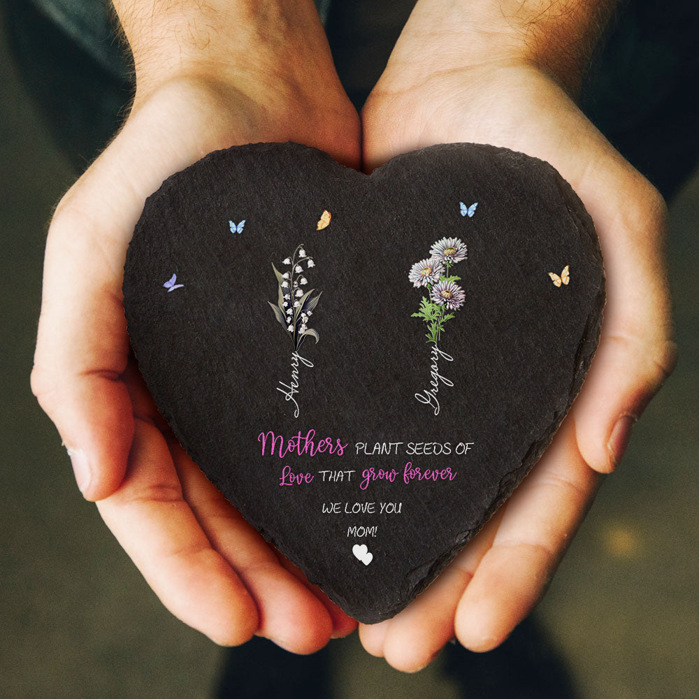 Custom Birth Flowers Garden Stone Personalized Grandma's Garden Stone for Mother's Day Gift