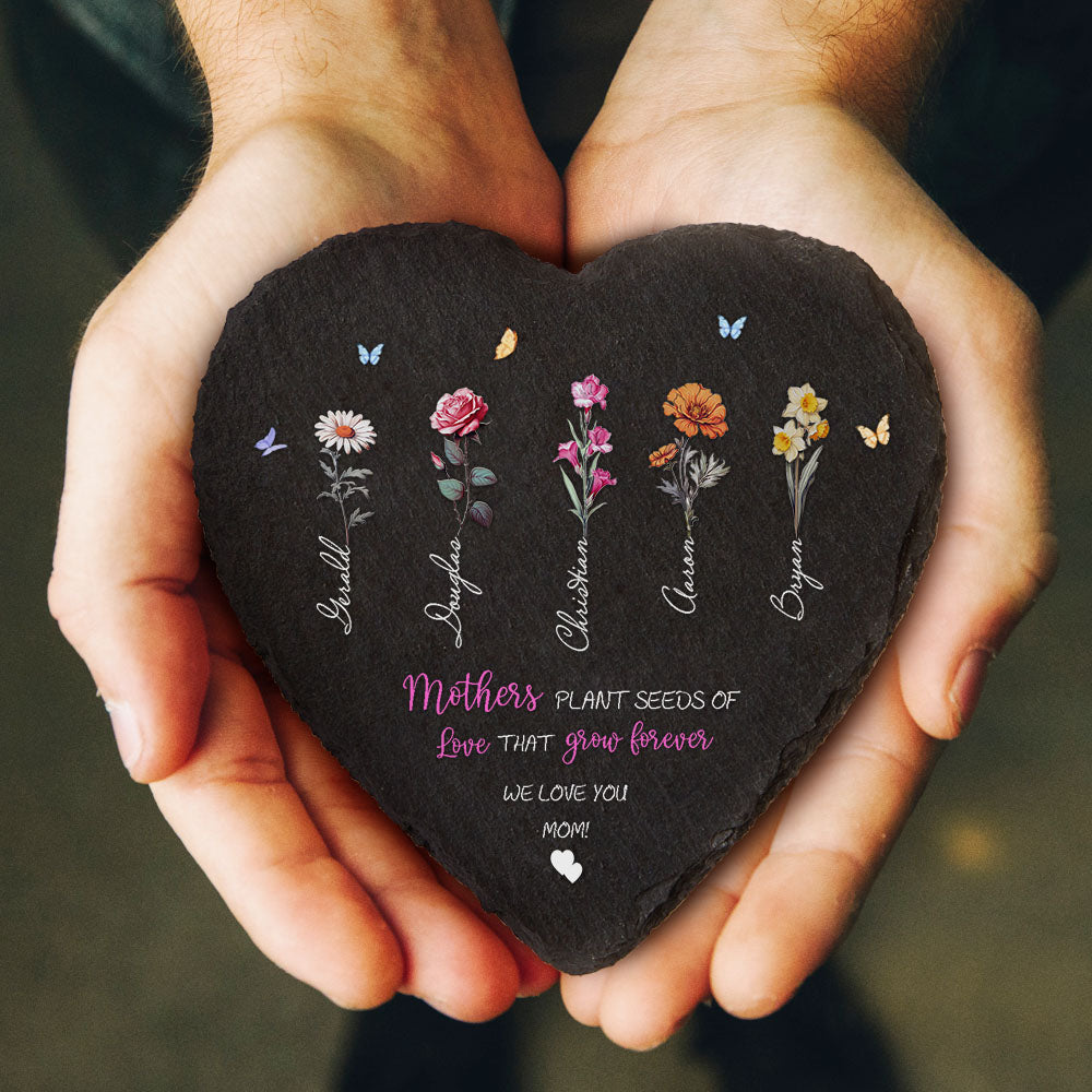 Custom Birth Flowers Garden Stone Personalized Grandma's Garden Stone for Mother's Day Gift