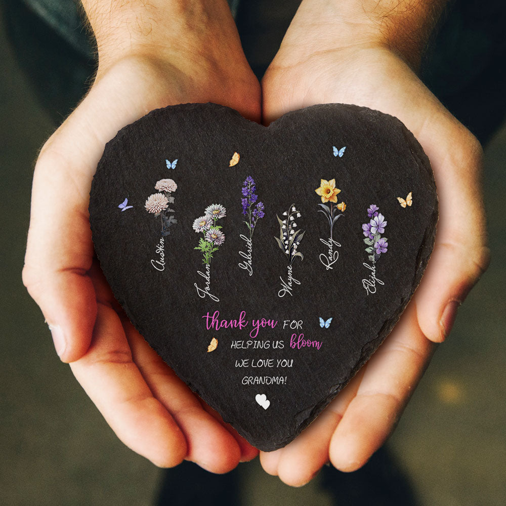 Custom Birth Flowers Garden Stone Personalized Grandma's Garden Stone for Mother's Day Gift