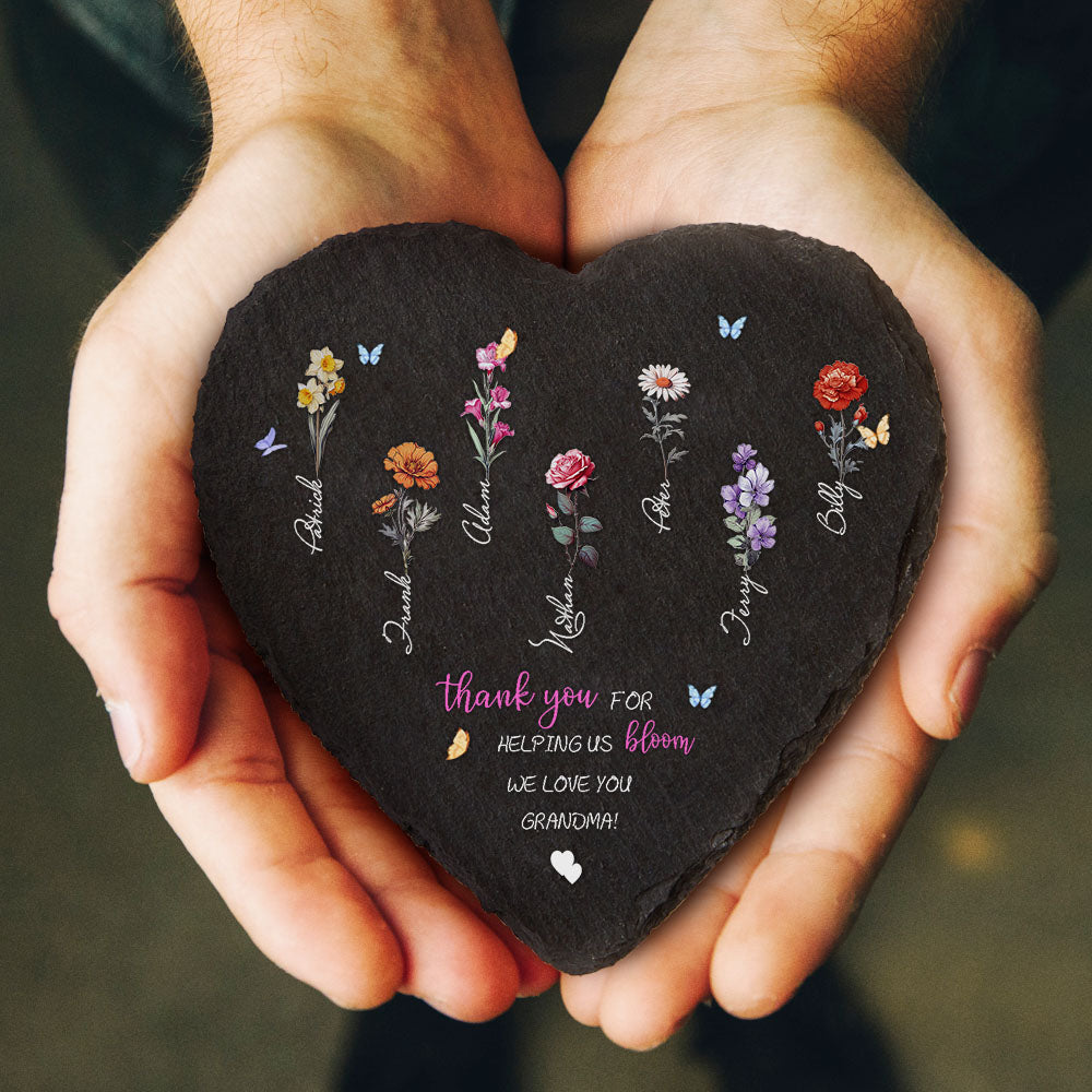 Custom Birth Flowers Garden Stone Personalized Grandma's Garden Stone for Mother's Day Gift