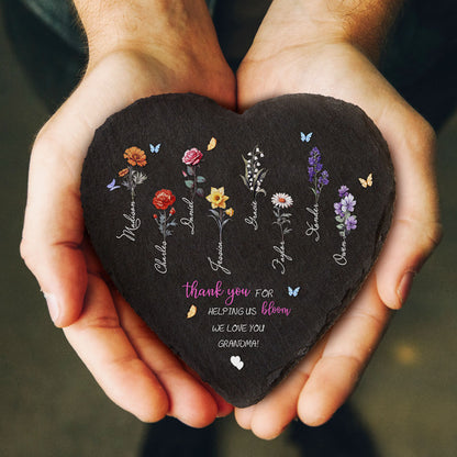 Custom Birth Flowers Garden Stone Personalized Grandma's Garden Stone for Mother's Day Gift