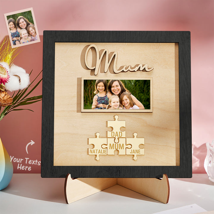 Custom Photo Engraved Ornament Mother's Day Puzzle Wooden Commemorate Gifts