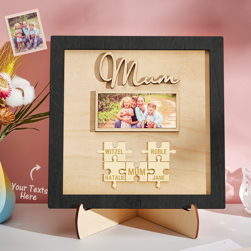 Custom Photo Engraved Ornament Mother's Day Puzzle Wooden Commemorate Gifts