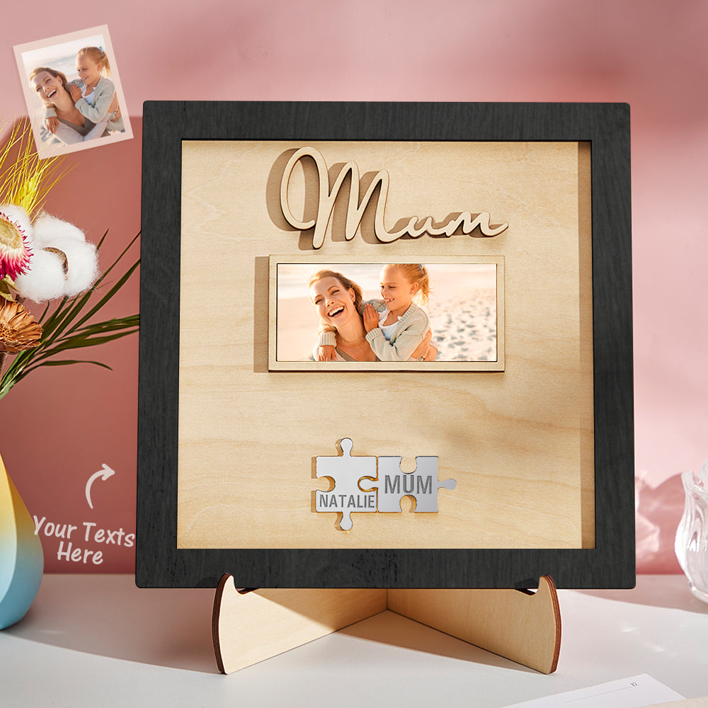 Custom Photo Engraved Ornament Mother's Day Puzzle Wooden Commemorate Gifts
