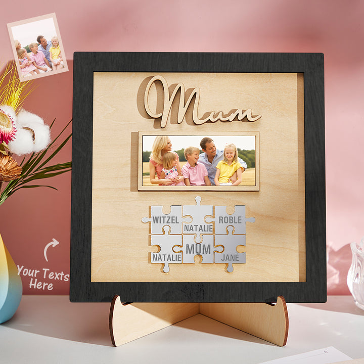 Custom Photo Engraved Ornament Mother's Day Puzzle Wooden Commemorate Gifts