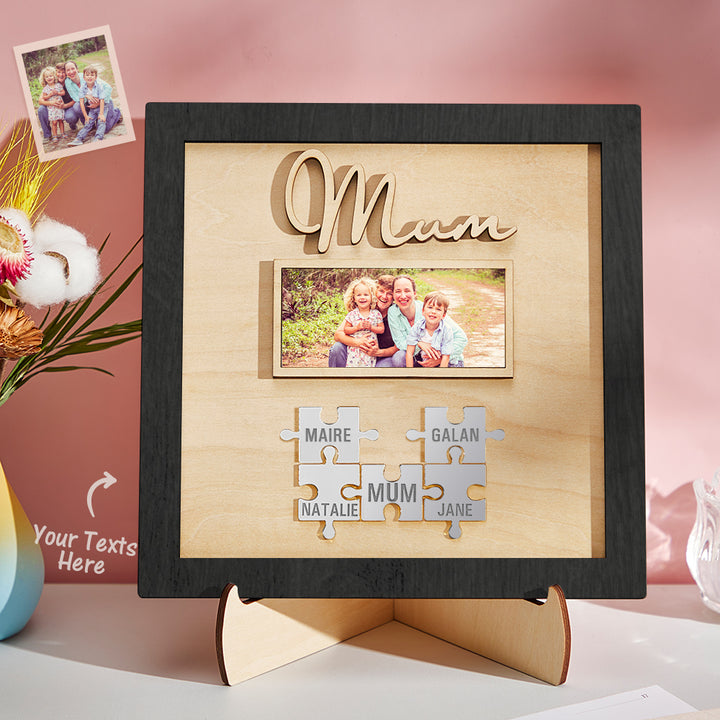 Custom Photo Engraved Ornament Mother's Day Puzzle Wooden Commemorate Gifts