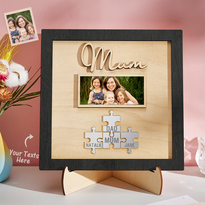 Custom Photo Engraved Ornament Mother's Day Puzzle Wooden Commemorate Gifts