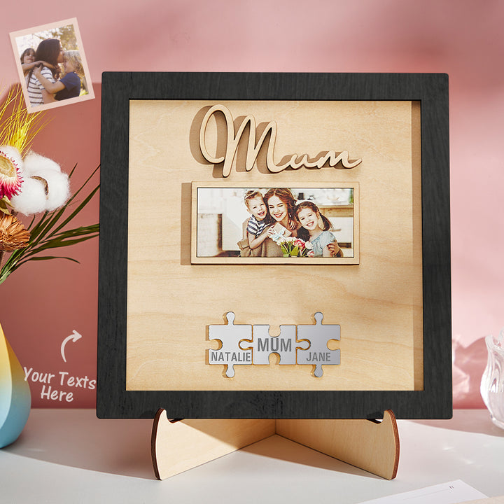 Custom Photo Engraved Ornament Mother's Day Puzzle Wooden Commemorate Gifts
