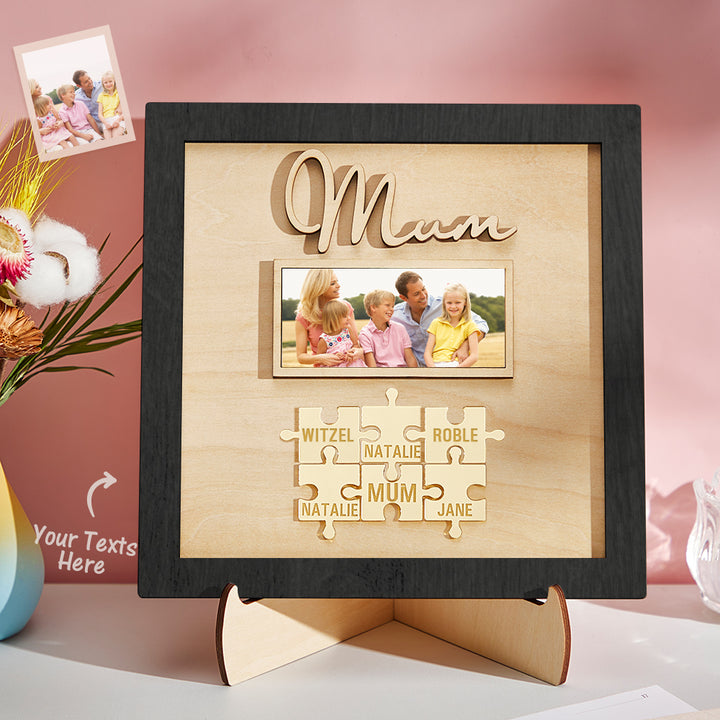 Custom Photo Engraved Ornament Mother's Day Puzzle Wooden Commemorate Gifts