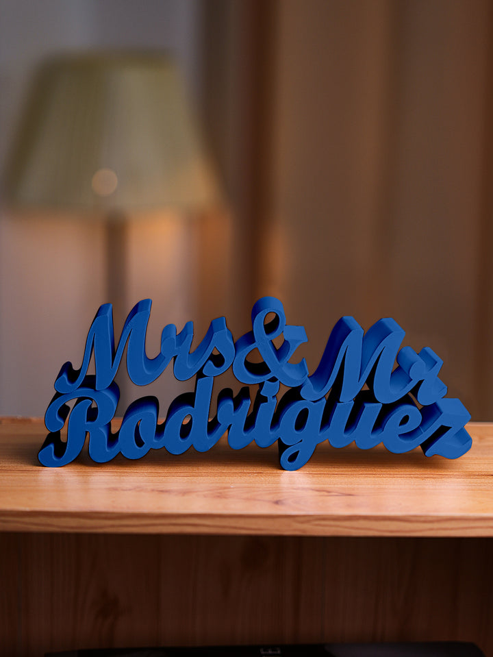 Personalized 3D Print Last Name Sign Custom Wedding Family Name Sign Wedding Tabletop Centerpieces for Wedding and Home