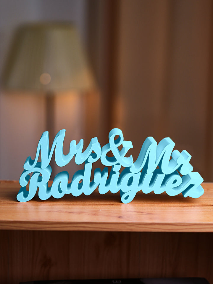 Personalized 3D Print Last Name Sign Custom Wedding Family Name Sign Wedding Tabletop Centerpieces for Wedding and Home