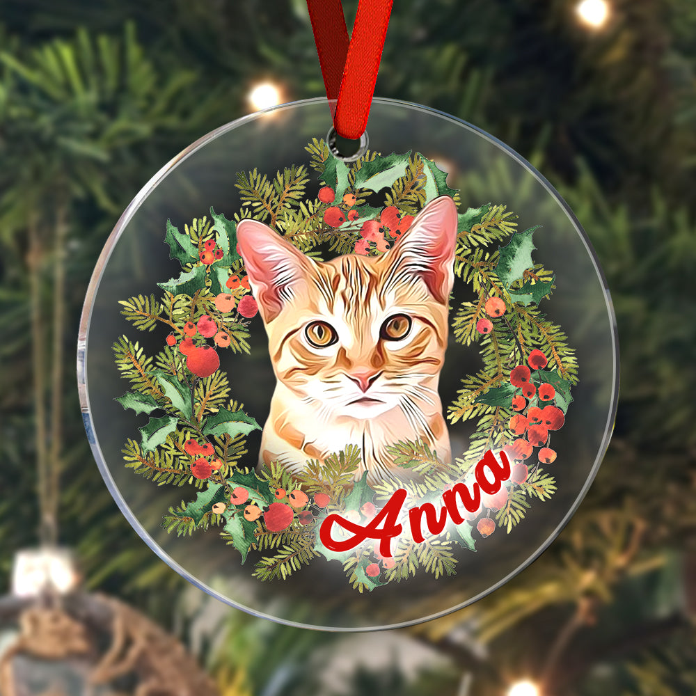 Personalized Pet Photo Christmas Ornament with Name Pet Ornament Gifts for Pet Lovers