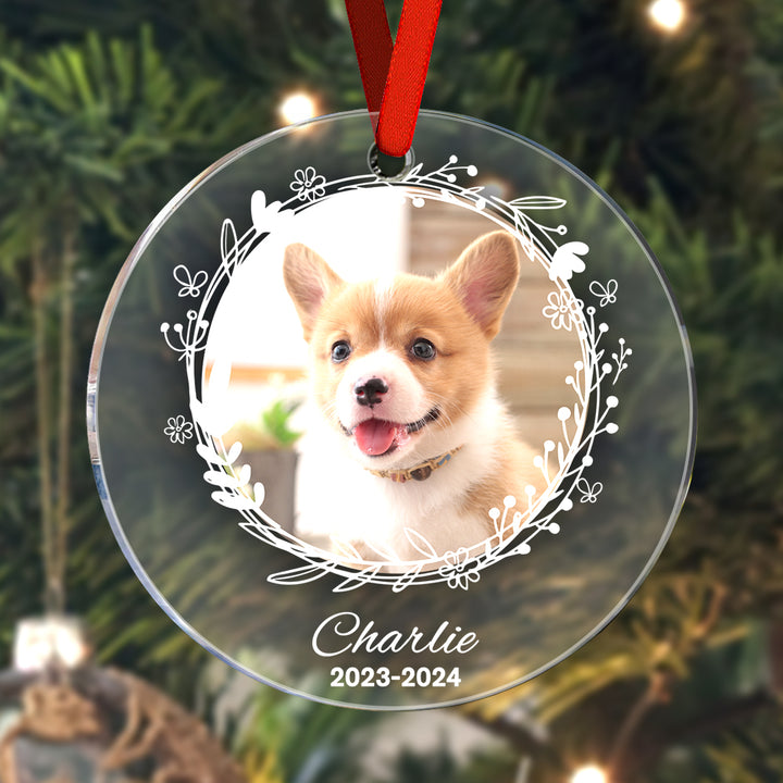 Personalized Pet Photo Ornament Dog Name Ornament Christmas Gift for Pet Lovers