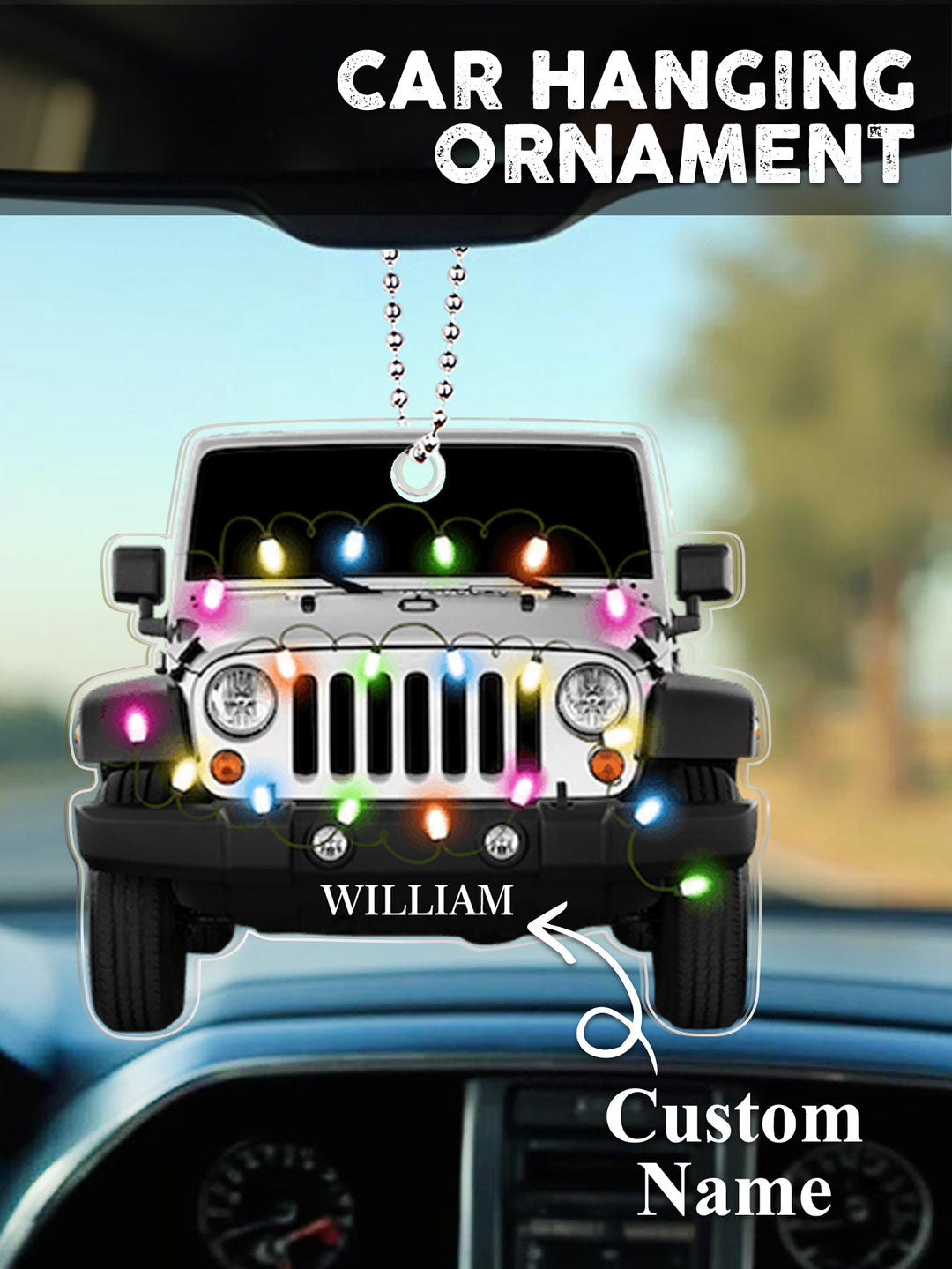 Personalized Car Ornament with Name Acrylic Christmas Ornament for Christmas Gift