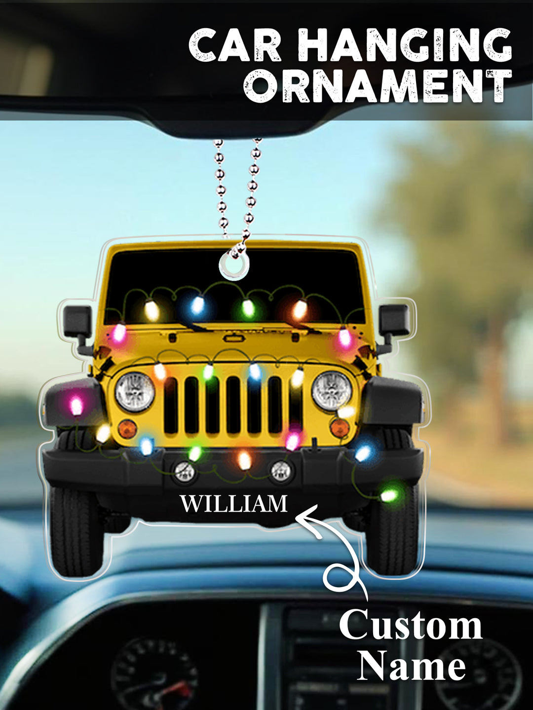 Personalized Car Ornament with Name Acrylic Christmas Ornament for Christmas Gift