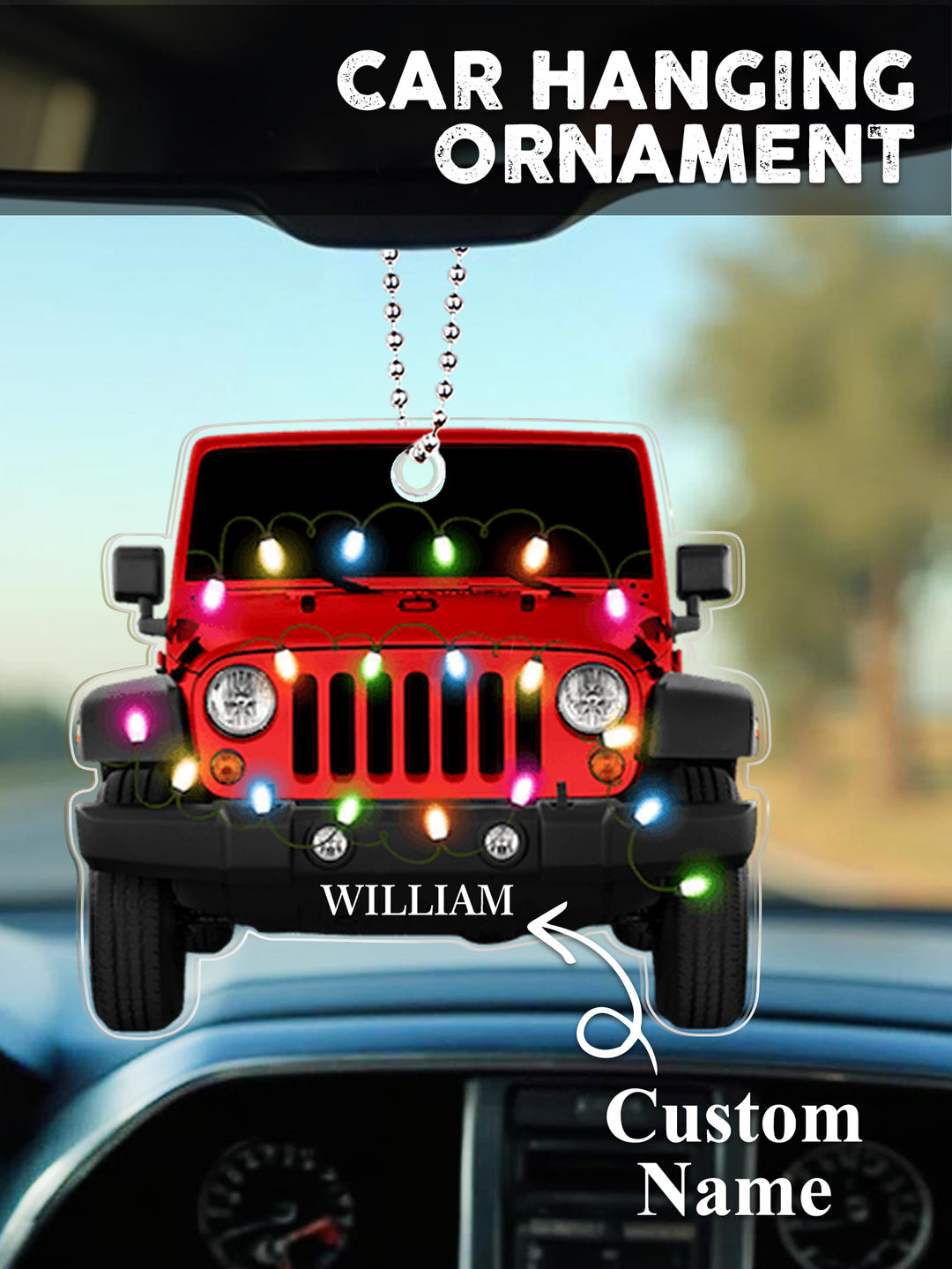 Personalized Car Ornament with Name Acrylic Christmas Ornament for Christmas Gift