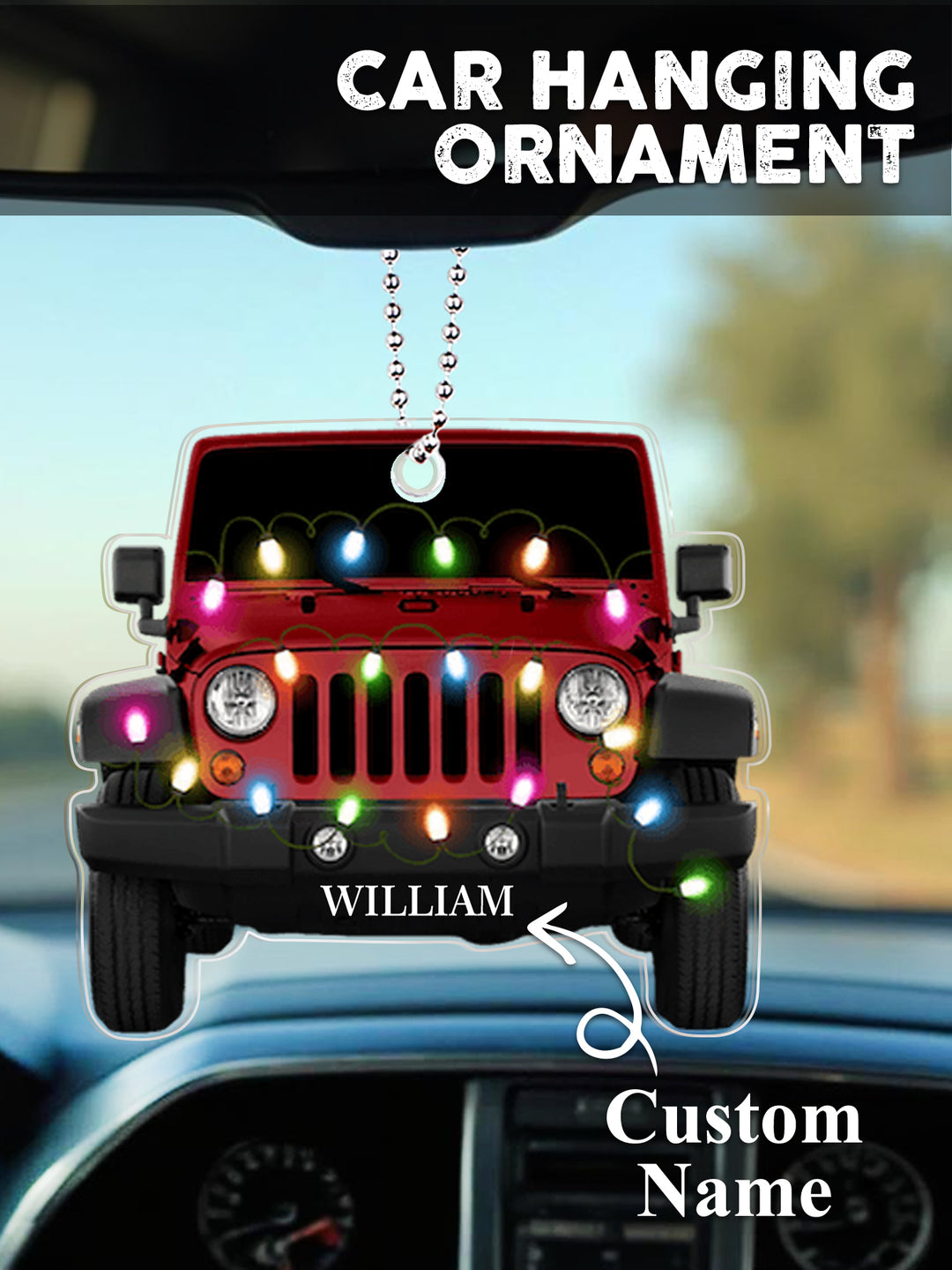 Personalized Car Ornament with Name Acrylic Christmas Ornament for Christmas Gift