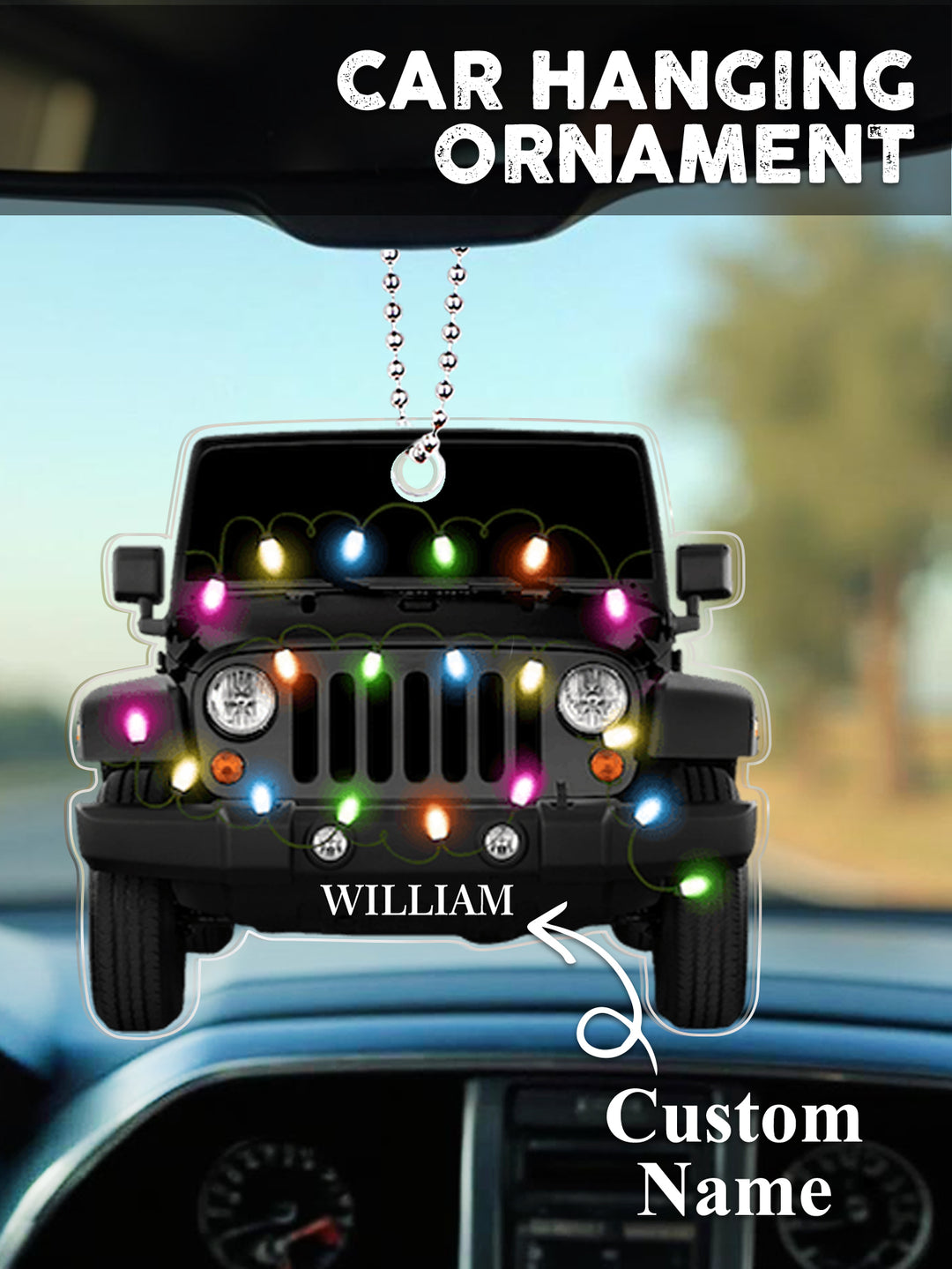 Personalized Car Ornament with Name Acrylic Christmas Ornament for Christmas Gift