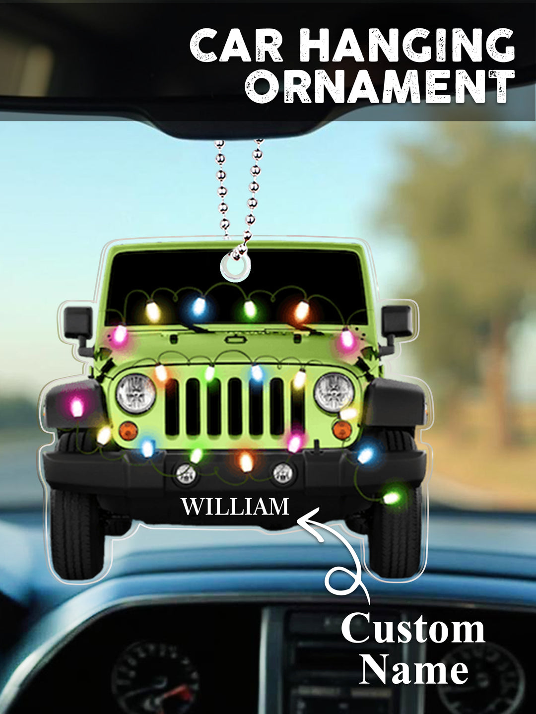 Personalized Car Ornament with Name Acrylic Christmas Ornament for Christmas Gift