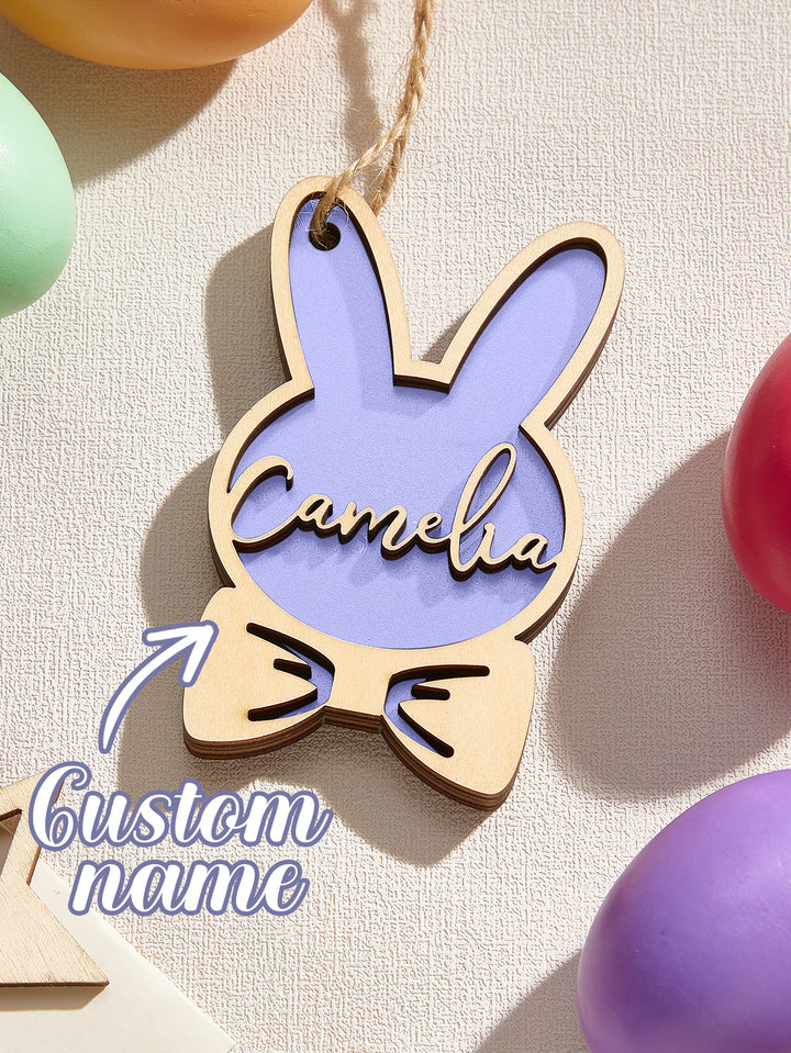 Personalized Rabbit Ornaments with Name Wooden Bunny Ornament Easter Gift for Kids