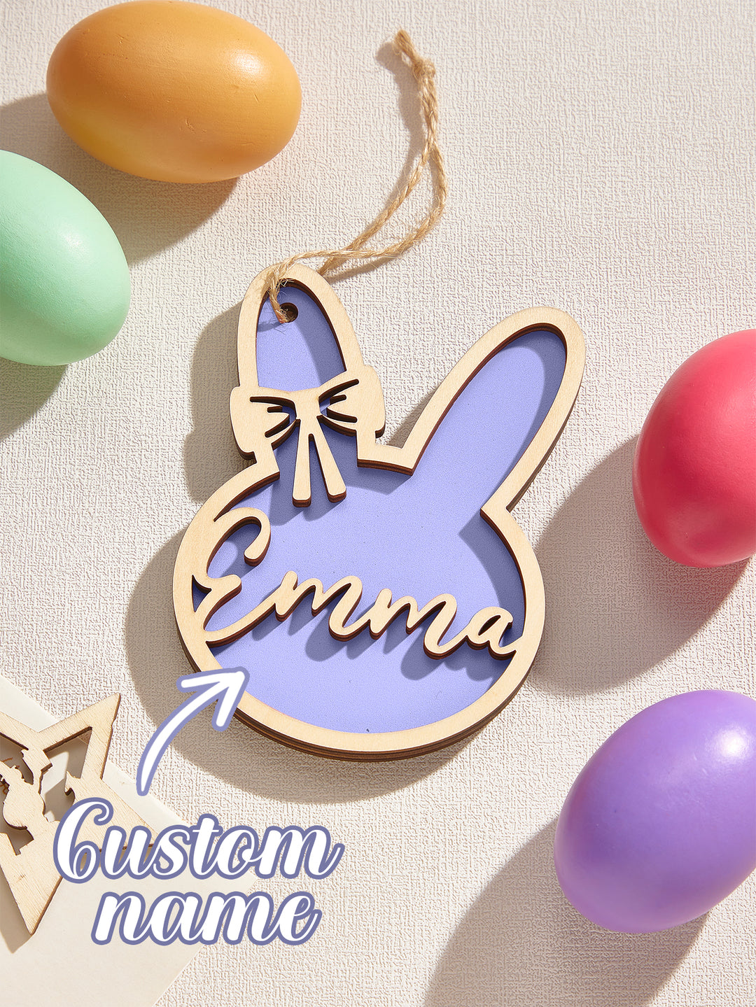 Personalized Rabbit Ornaments with Name Wooden Bunny Ornament Easter Gift for Kids