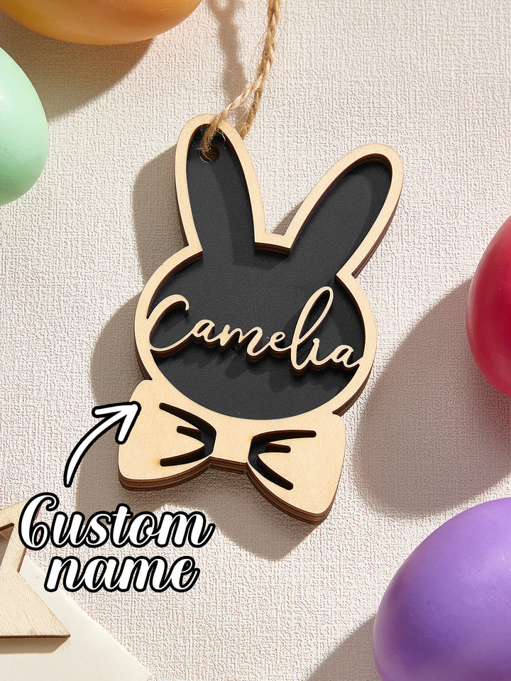 Personalized Rabbit Ornaments with Name Wooden Bunny Ornament Easter Gift for Kids