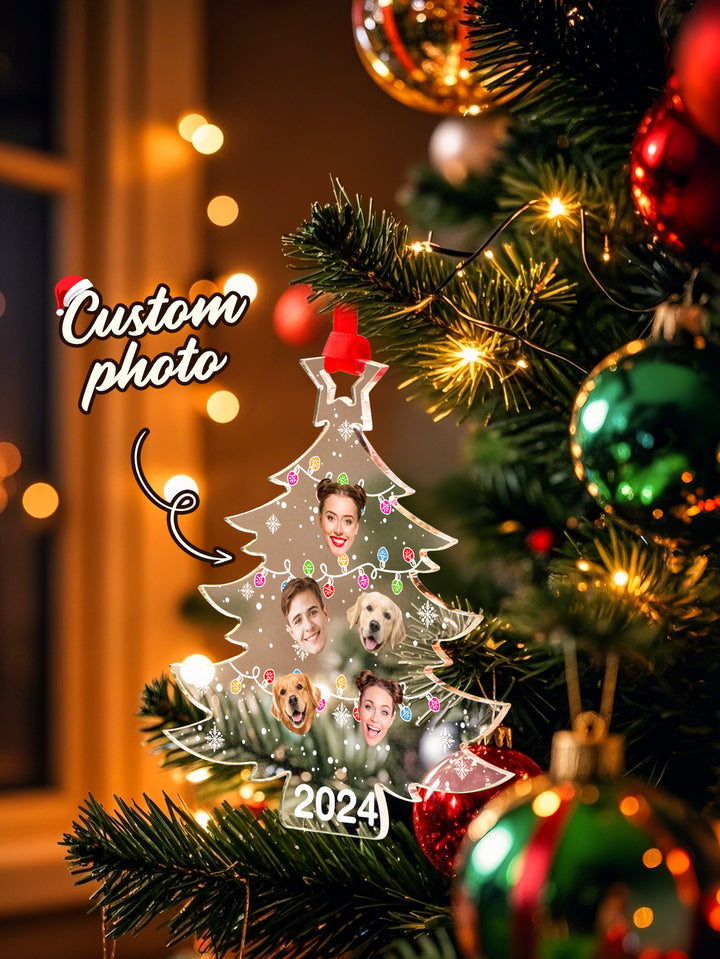 Personalized Photo Christmas Tree Family Ornament Funny Christmas Ornament Gift for Family
