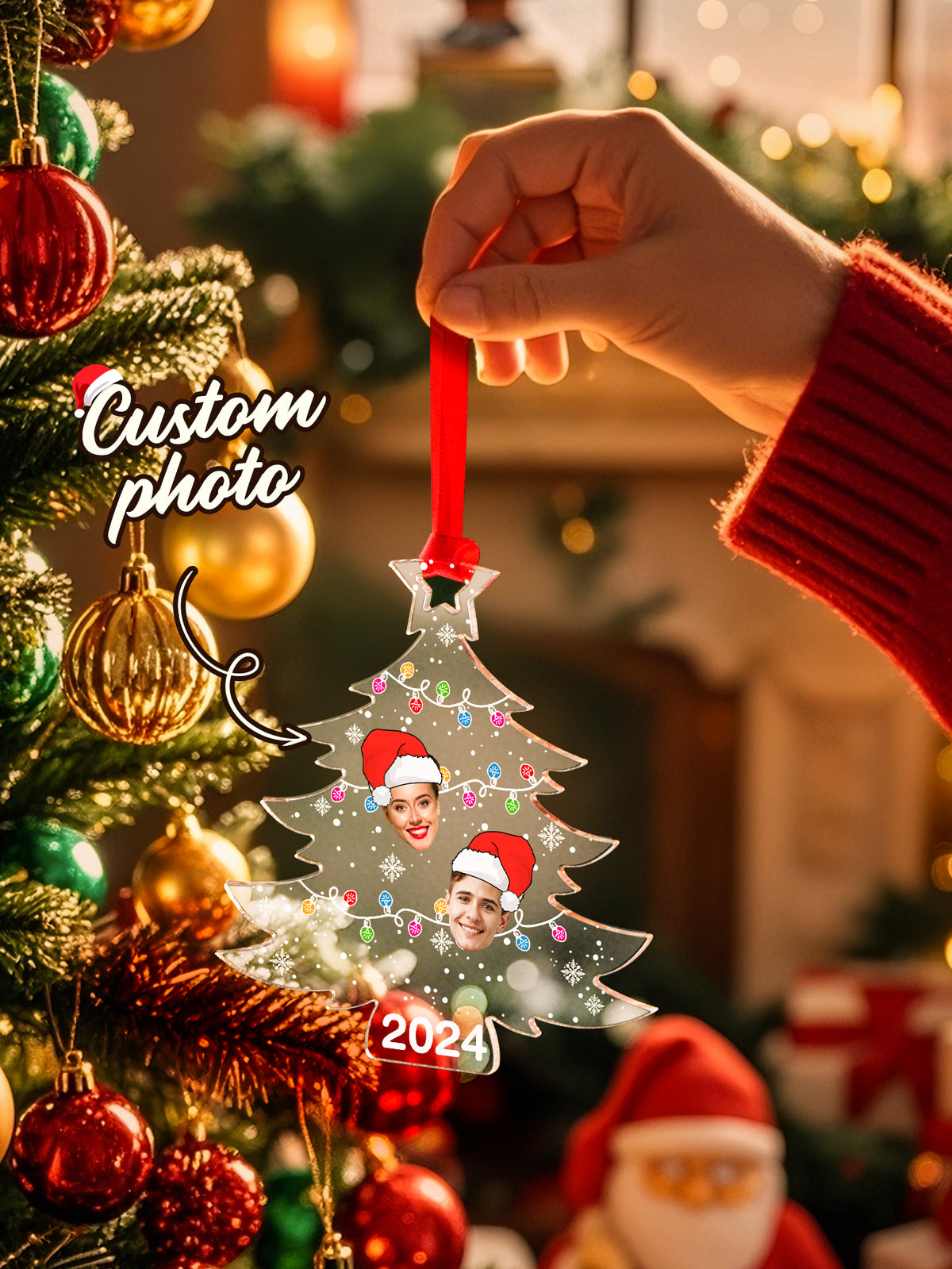 Personalized Family Photo Christmas Tree Ornament Christmas Decorate Gift for Family