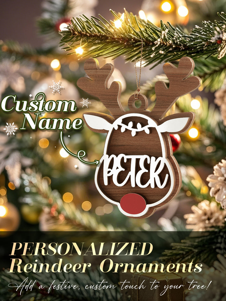 Personalized Reindeer Ornament with Name Christmas Tree Decorations Gift