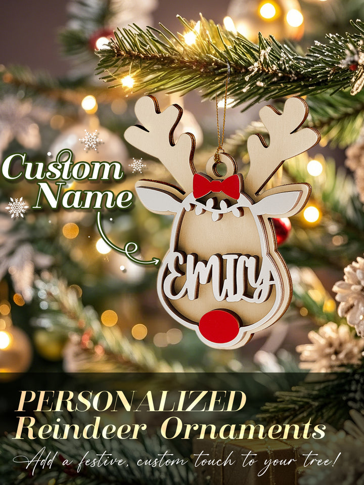 Personalized Reindeer Ornament with Name Christmas Tree Decorations Gift