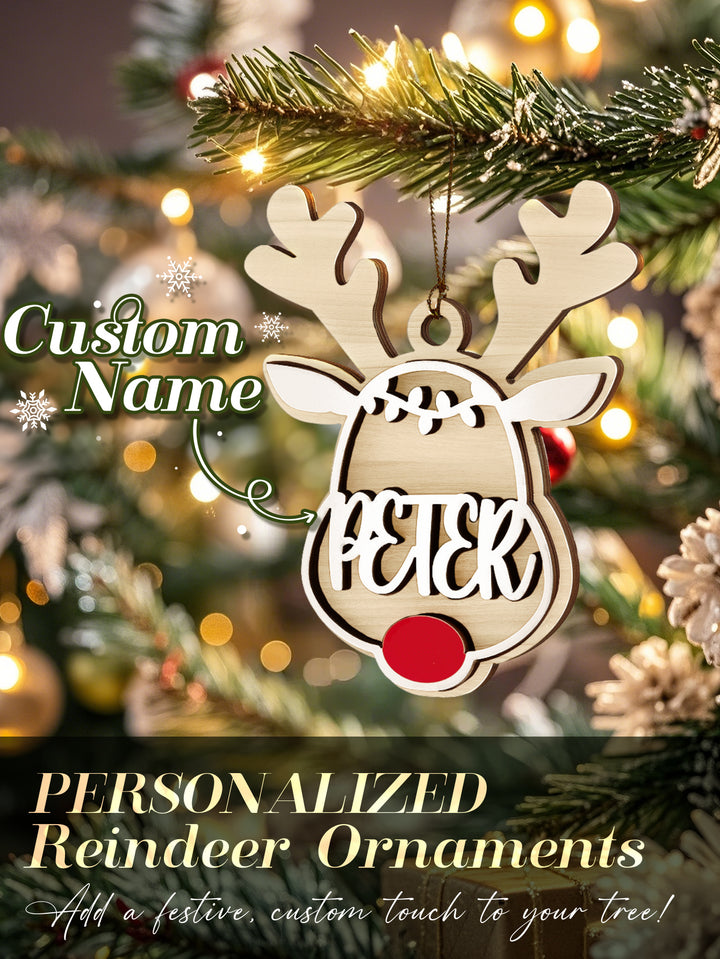 Personalized Reindeer Ornament with Name Christmas Tree Decorations Gift