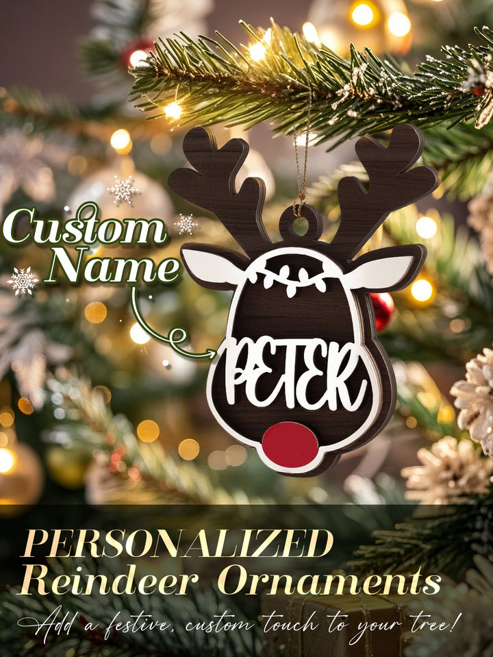 Personalized Reindeer Ornament with Name Christmas Tree Decorations Gift