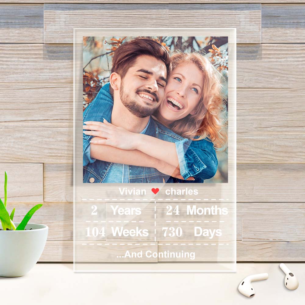 Personalised Photo Acrylic Plaque Custom Name Anniversary Gift for Love