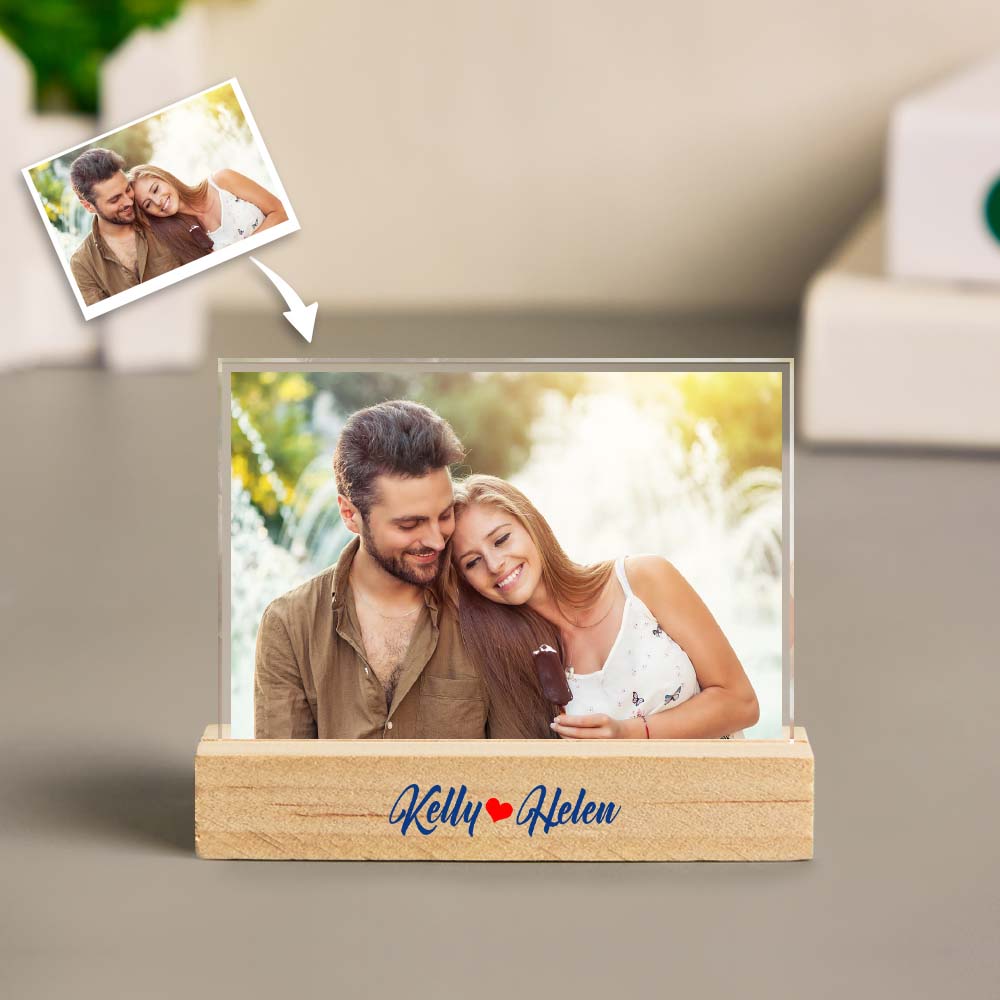 Custom Photo Acrylic Wooden Base Decor Gift for Her