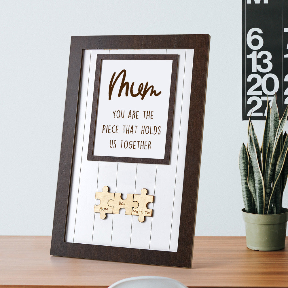 Mother's Day Box Frame Custom Name Wooden Puzzle Frame