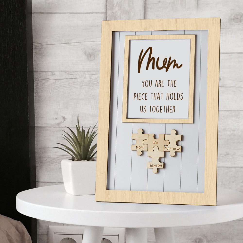 Mother's Day Box Frame Custom Name Wooden Puzzle Frame