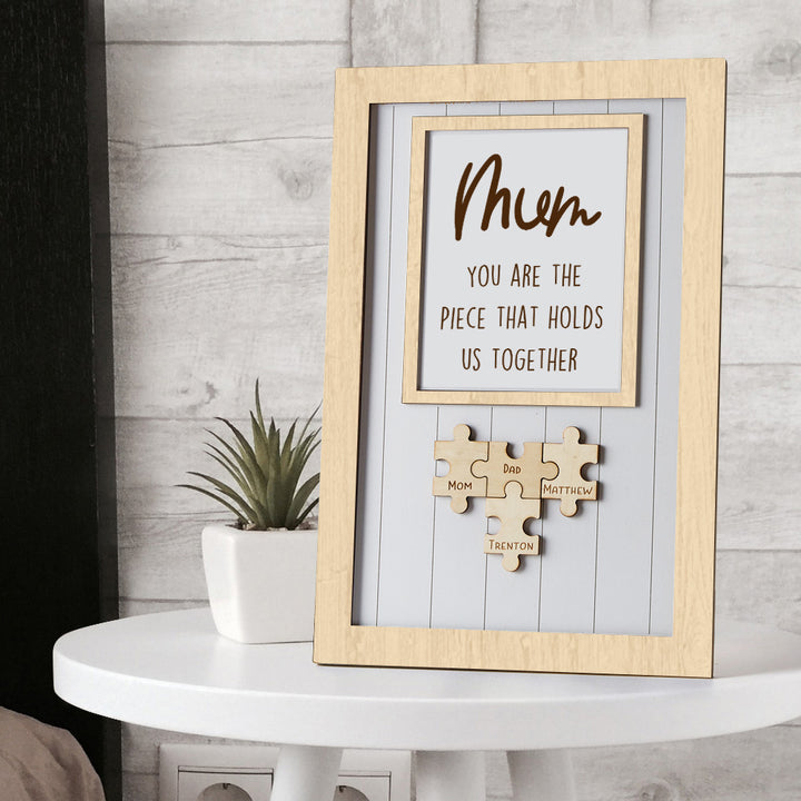 Mother's Day Box Frame Custom Name Wooden Puzzle Frame