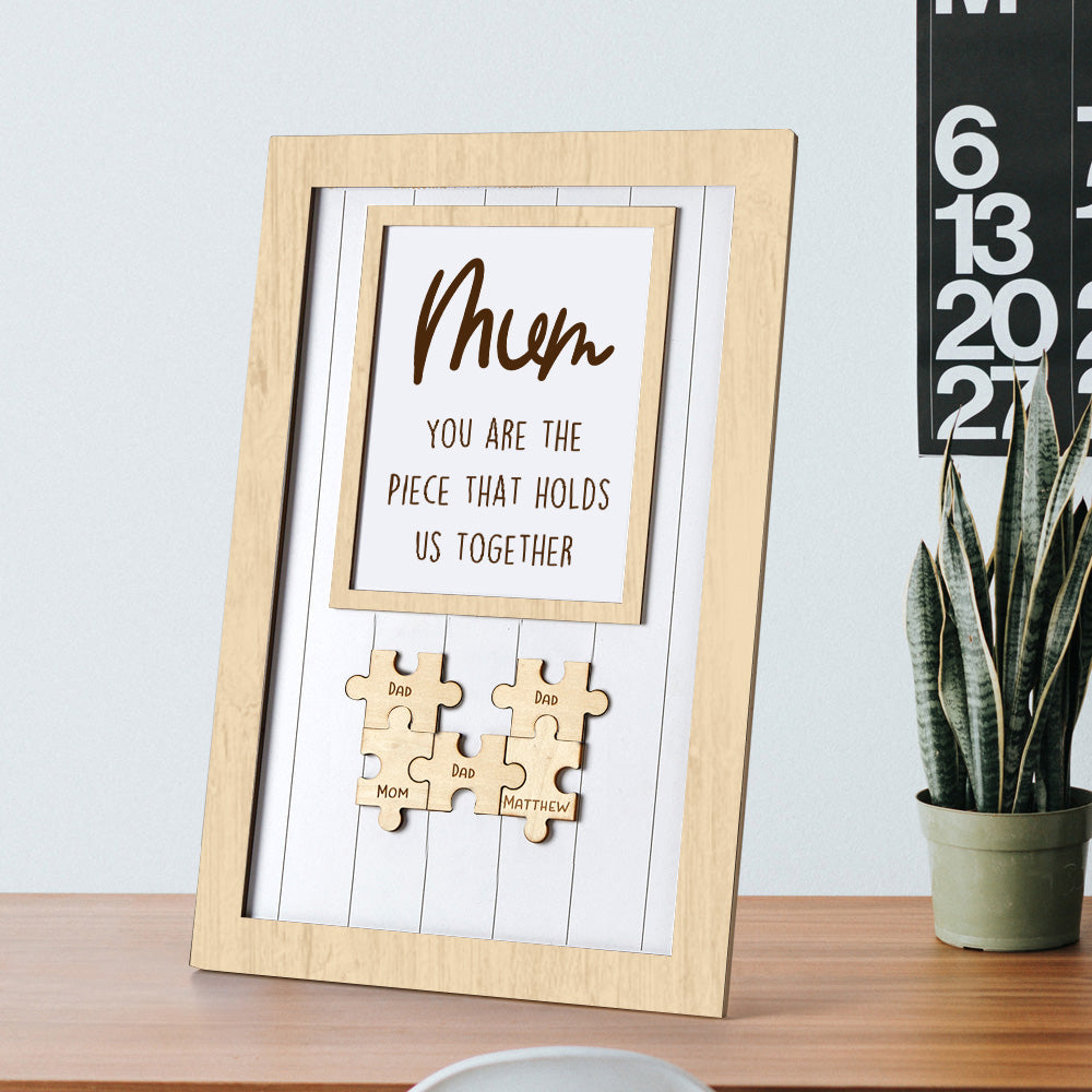 Mother's Day Box Frame Custom Name Wooden Puzzle Frame