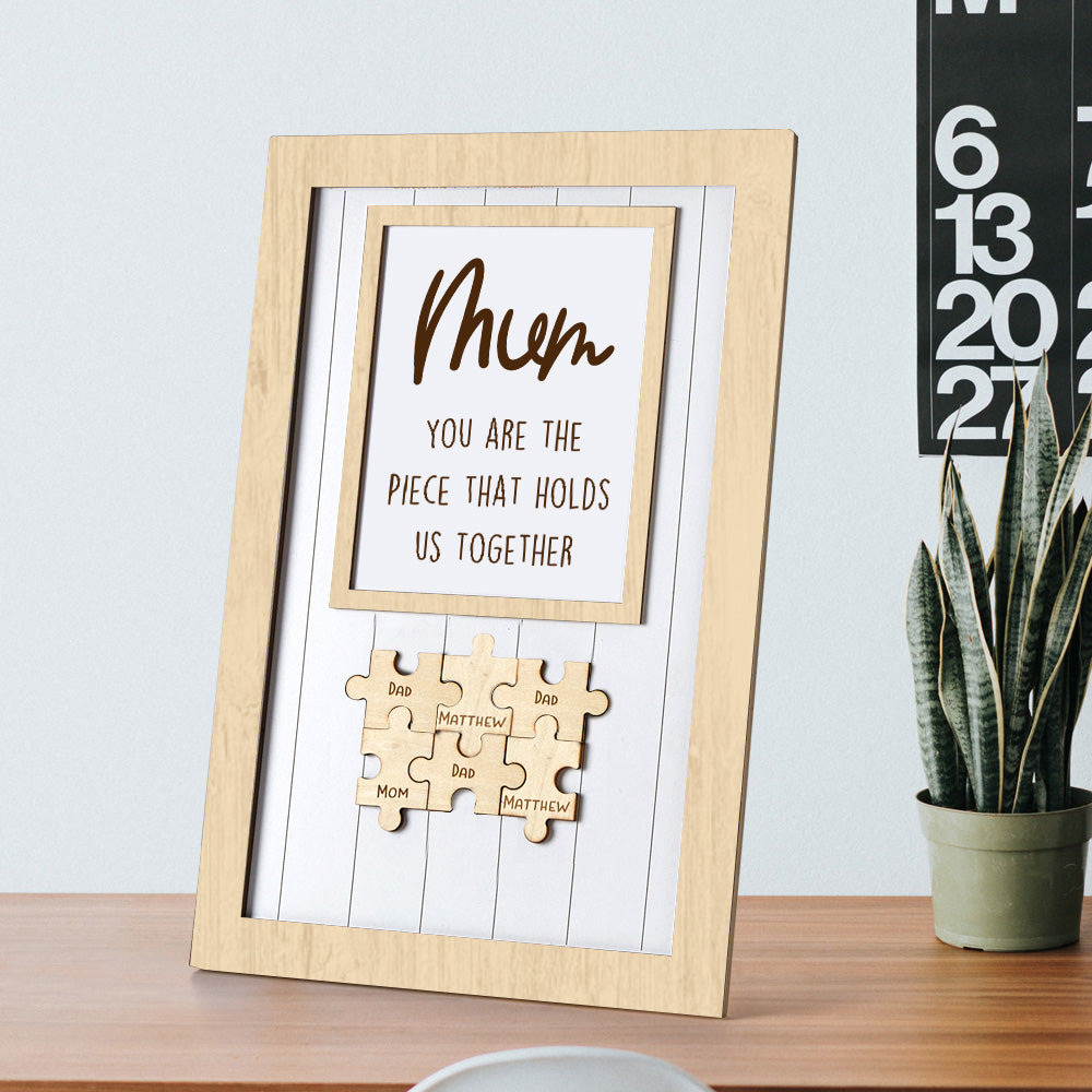 Mother's Day Box Frame Custom Name Wooden Puzzle Frame