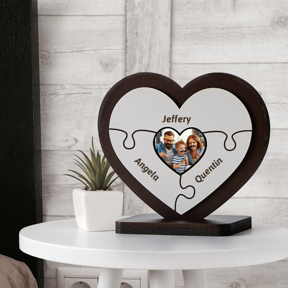 Personalised Name Heart Wooden Puzzle Ornaments Gifts for Mum