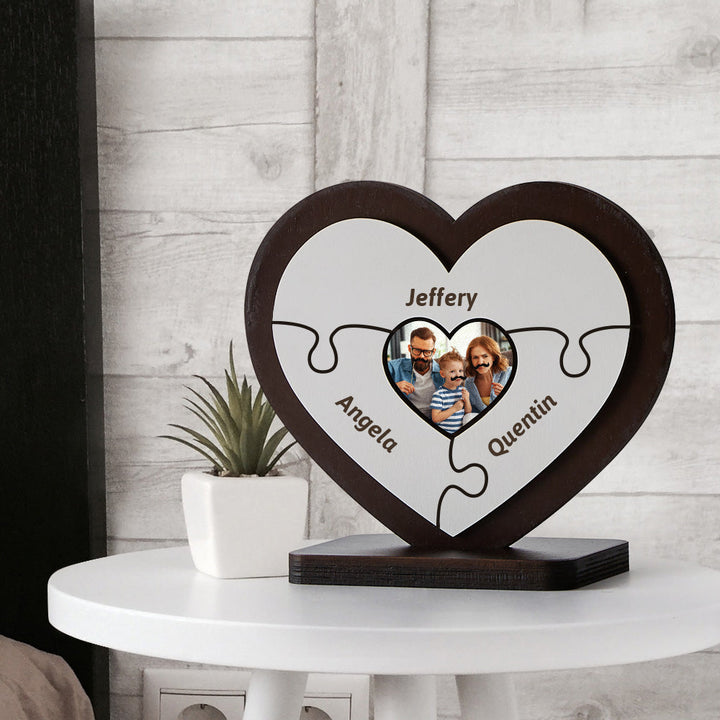 Personalised Name Heart Wooden Puzzle Ornaments Gifts for Mum
